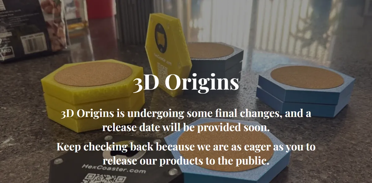 The 3D Origins website on a desktop screen.